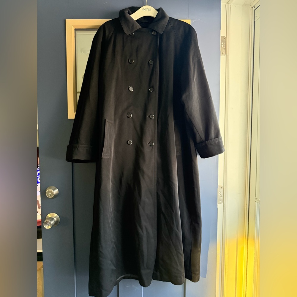 Saks Fifth Avenue double breasted trench coat black